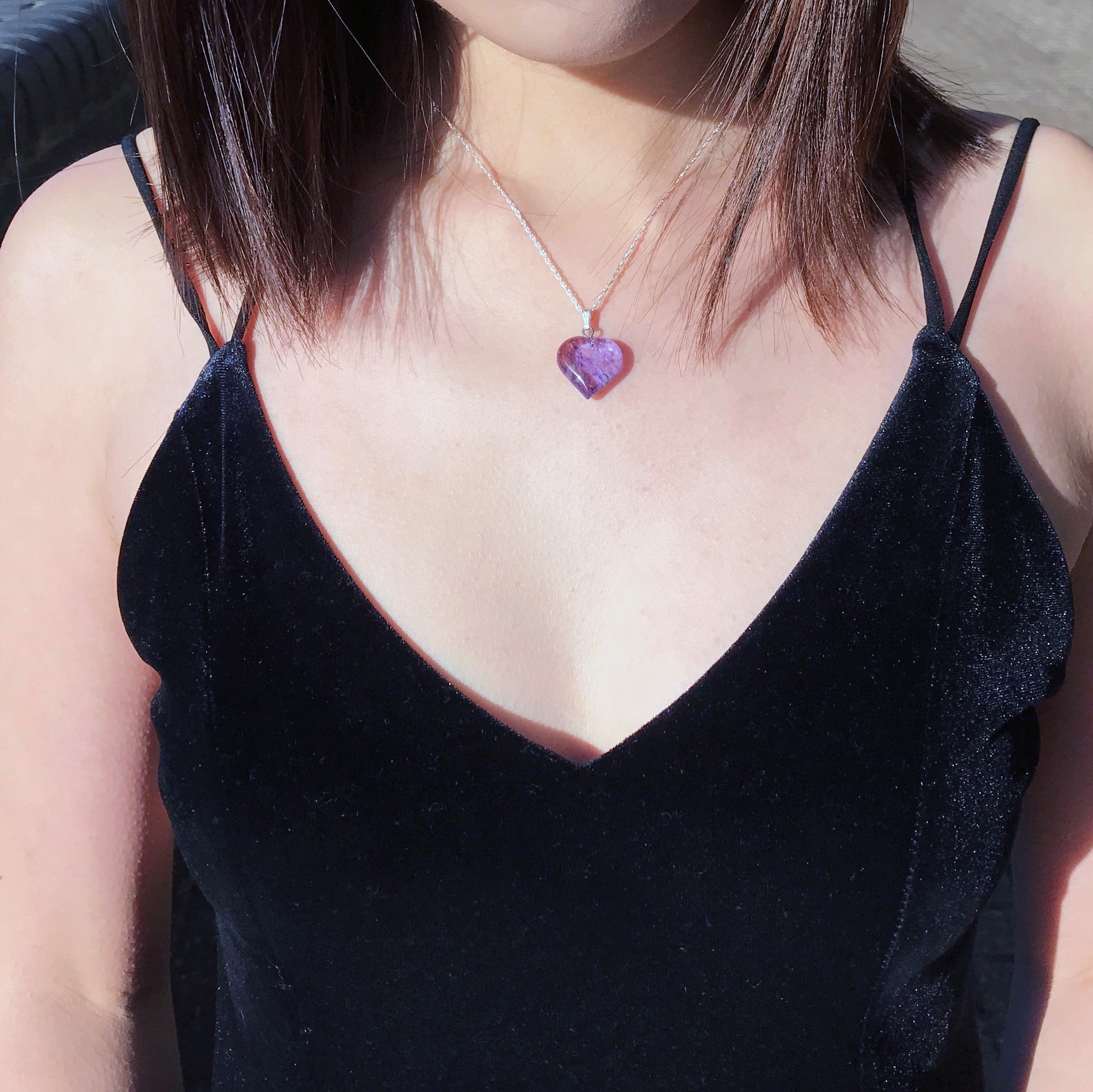 Blue Quartz Necklace, Blueberry Quartz Gemstone, Gemstone Pendant Necklace on 925 Sterling Silver